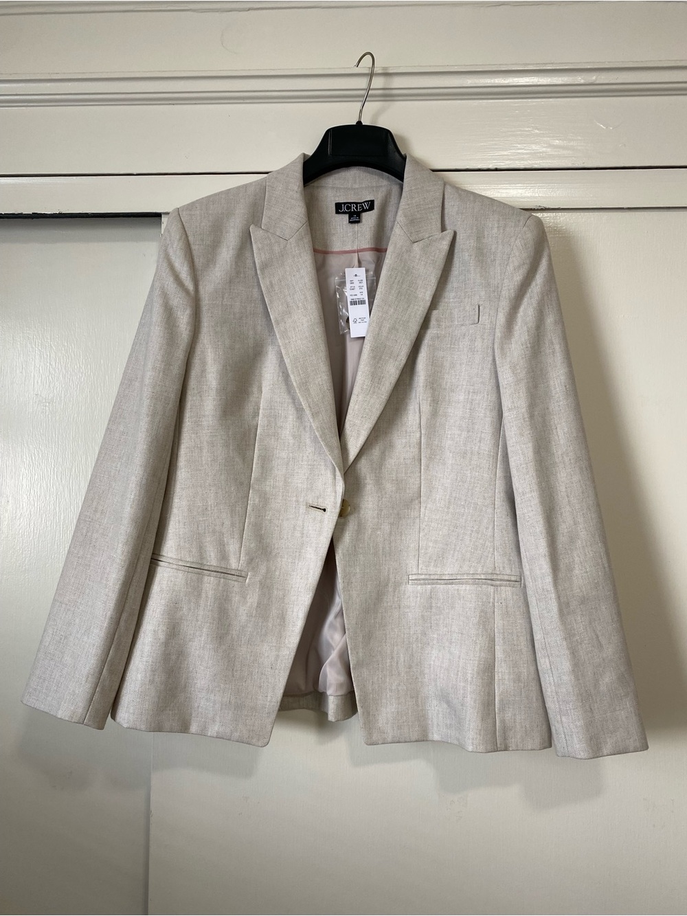 J. Crew Cream Single-Button Tailored Blazer, Alexandra, Flax Ivory